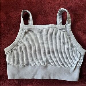 Gray Ribbed Crop Top